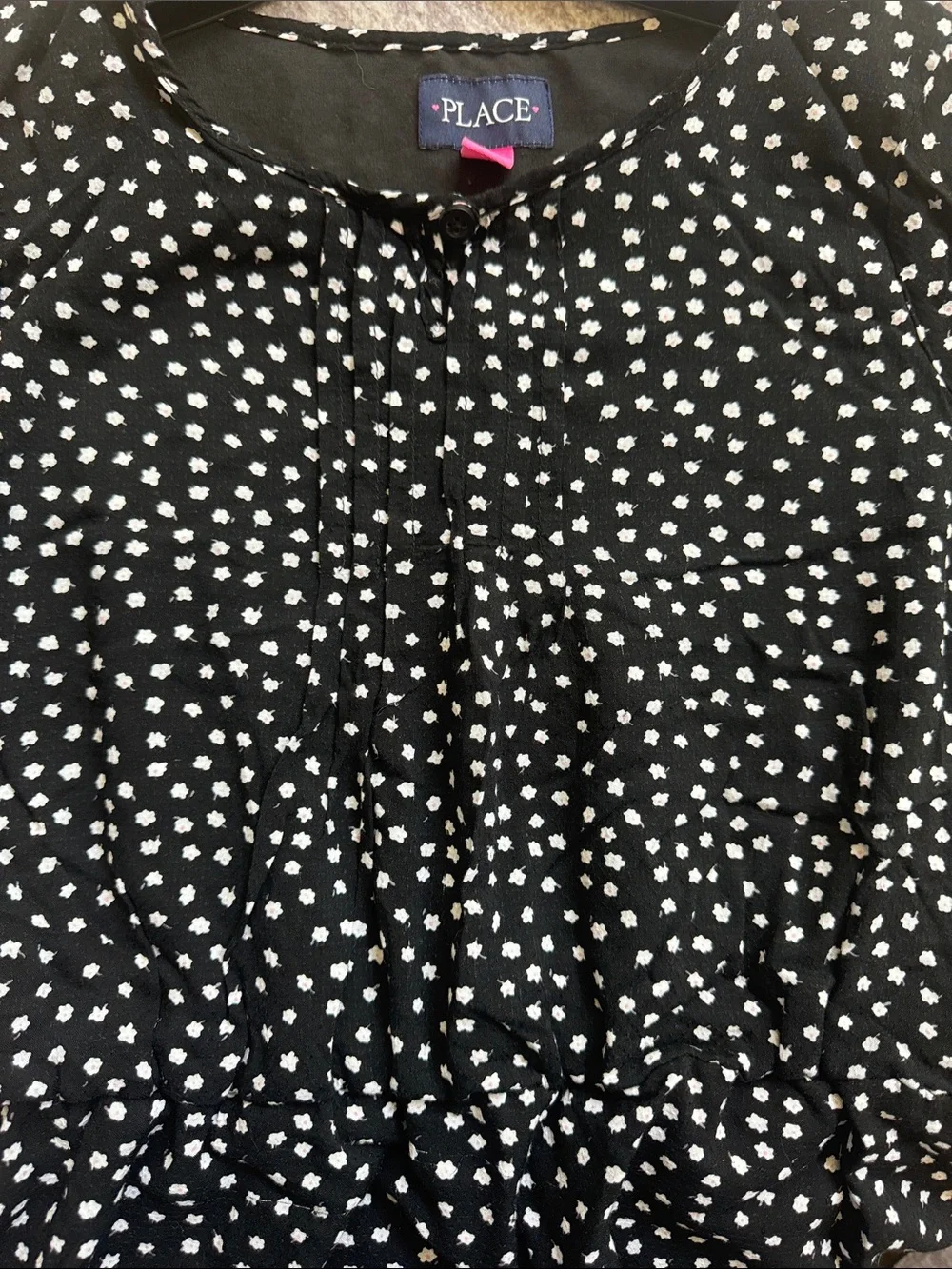 Girls Children’s Place TCP Flower Dress Black White Large 10/12